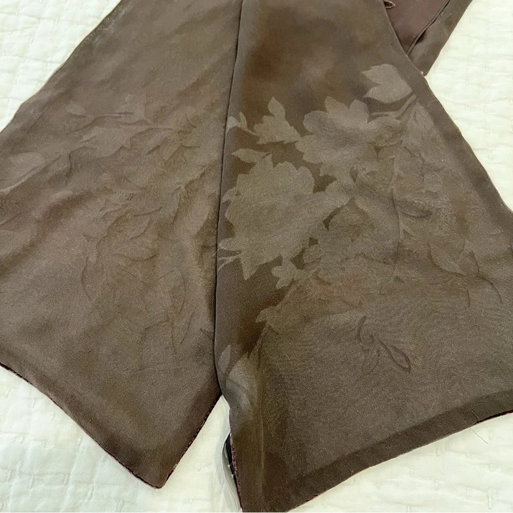 Echo Silk Velvet Burnout Scarf Women Rectangular Brown Floral Sheer Chiffon Luxe